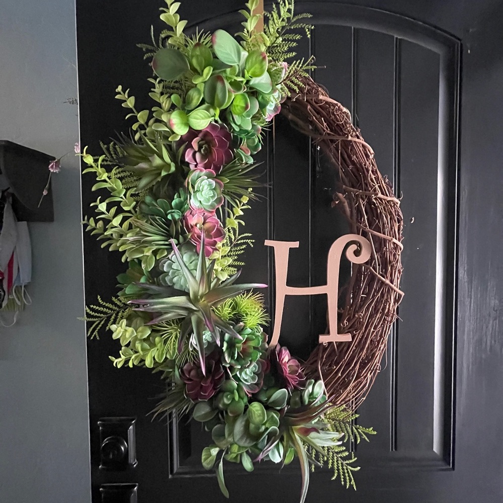 Succulent grapevine wreath